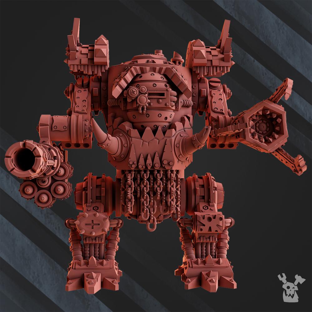 Orc Deff Box - Deff Dread Orc War Walker - Scifi Grimdark Space Orc War Boss - Grimdark Miniatures and proxies for 40k RPG tabletop boardgame DnD and more by Dakkadakka