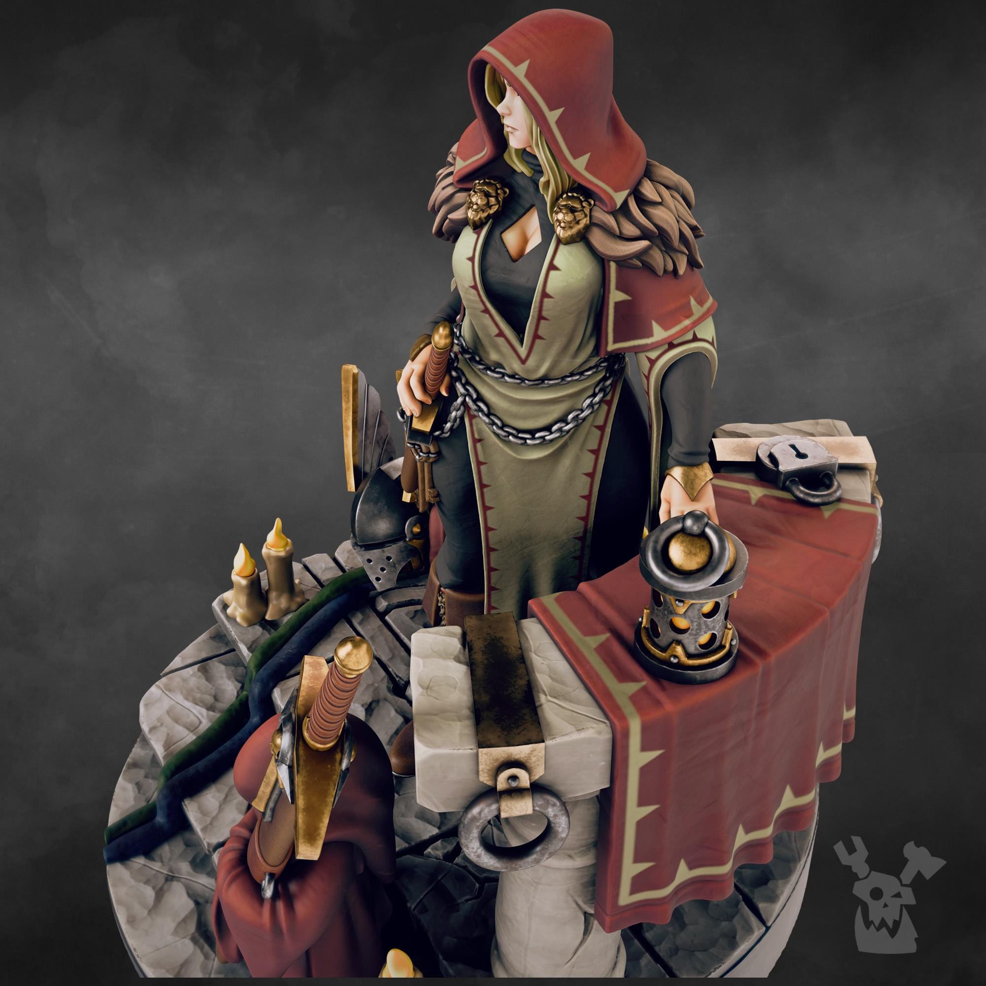 Leona the Forestborn - Female Paladin Knight - Prayer before battle - Beautiful Knight - Lioness Knight - Grimdark Miniatures and proxies by Dakkadakka