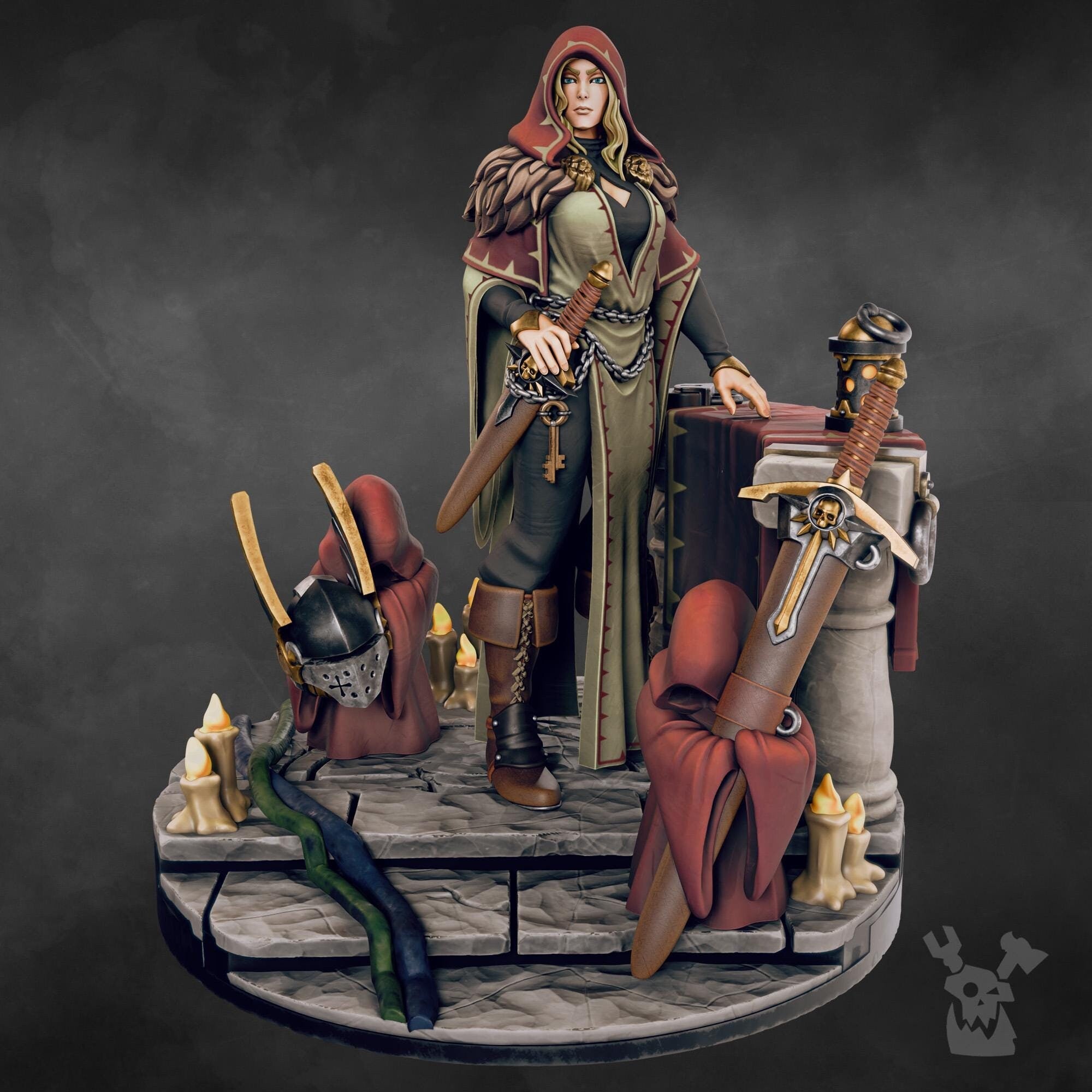 Leona the Forestborn - Female Paladin Knight - Prayer before battle - Beautiful Knight - Lioness Knight - Grimdark Miniatures and proxies by Dakkadakka
