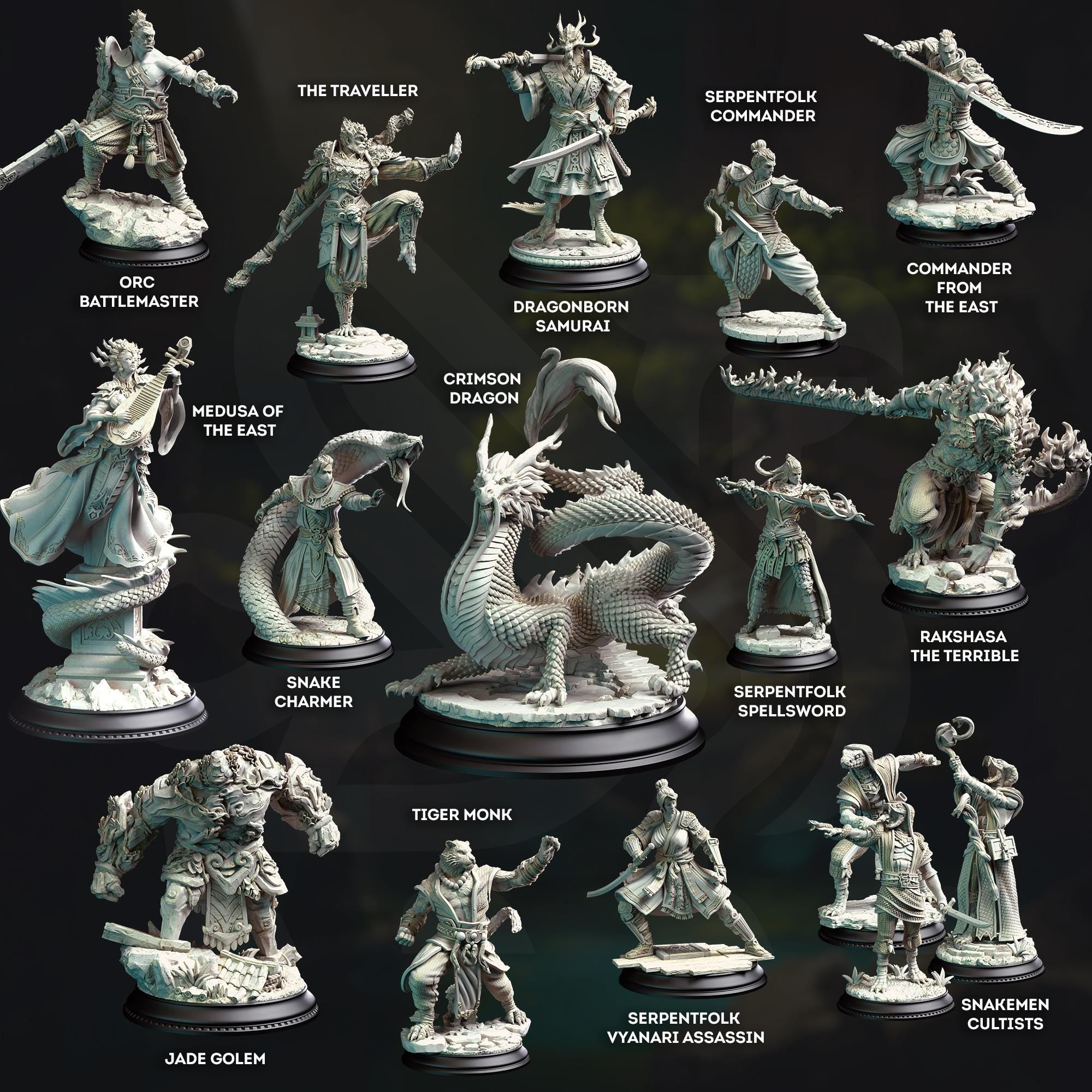 All available miniatures from An Eastern Journey (The Silent Garden) a 5E campaign by DM Stash