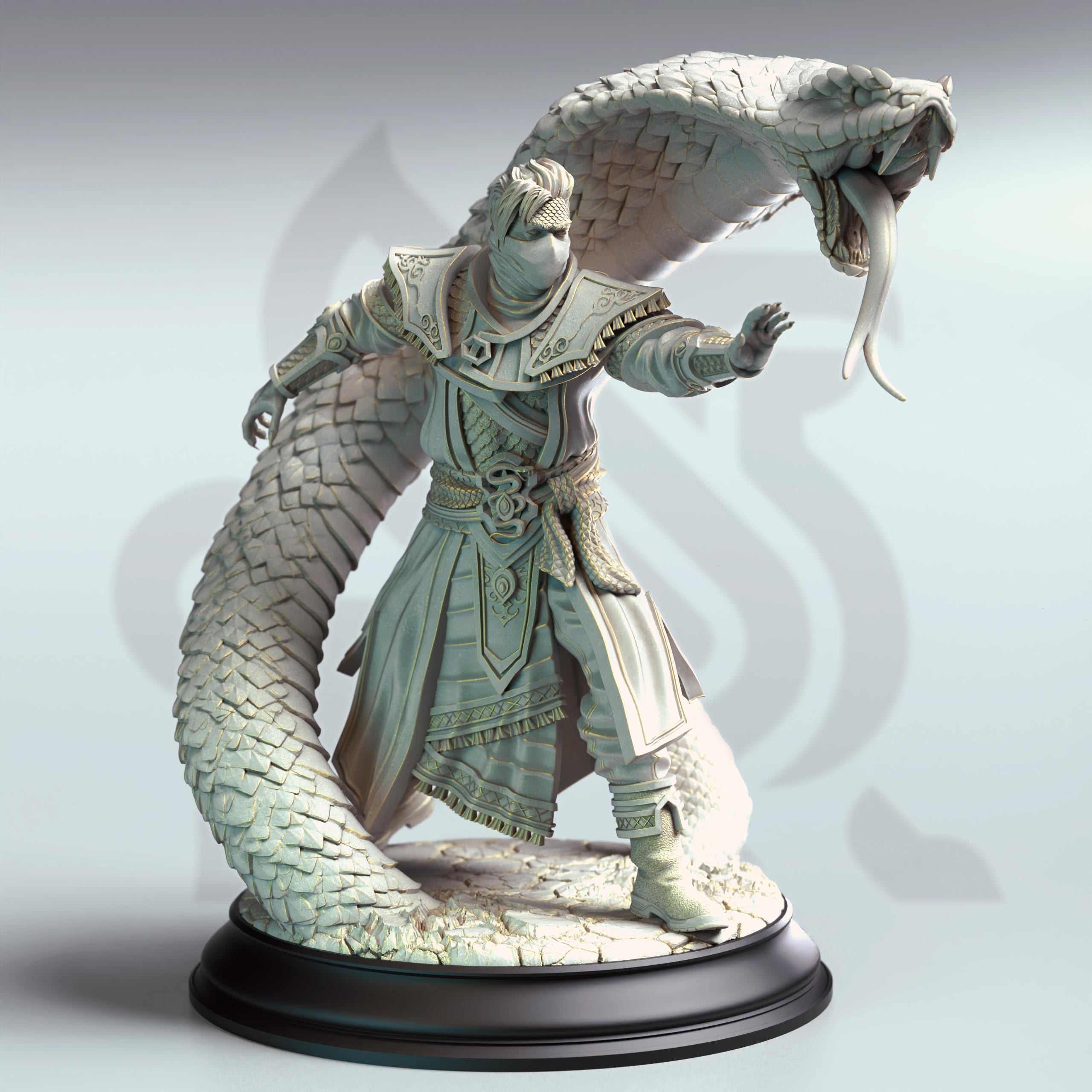 The Snake Charmer - Yin Zhu - Male Serpentfolk - Mage - Conjurer - Snake Master - Minions Caster - From DM stash release An Eastern Journey - A eastern mythos 5E campaign miniature from by DM Stash