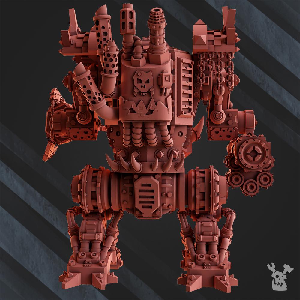 Orc Deff Box - Deff Dread Orc War Walker - Scifi Grimdark Space Orc War Boss - Grimdark Miniatures and proxies for 40k RPG tabletop boardgame DnD and more by Dakkadakka