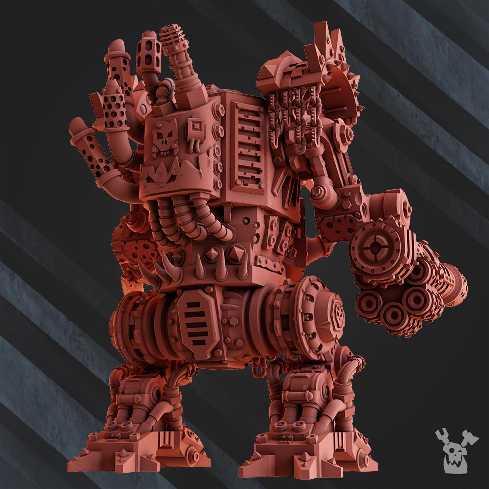 Orc Deff Box - Deff Dread Orc War Walker - Scifi Grimdark Space Orc War Boss - Grimdark Miniatures and proxies for 40k RPG tabletop boardgame DnD and more by Dakkadakka