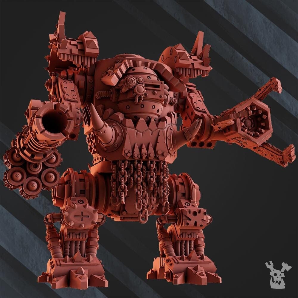 Orc Deff Box - Deff Dread Orc War Walker - Scifi Grimdark Space Orc War Boss - Grimdark Miniatures and proxies for 40k RPG tabletop boardgame DnD and more by Dakkadakka