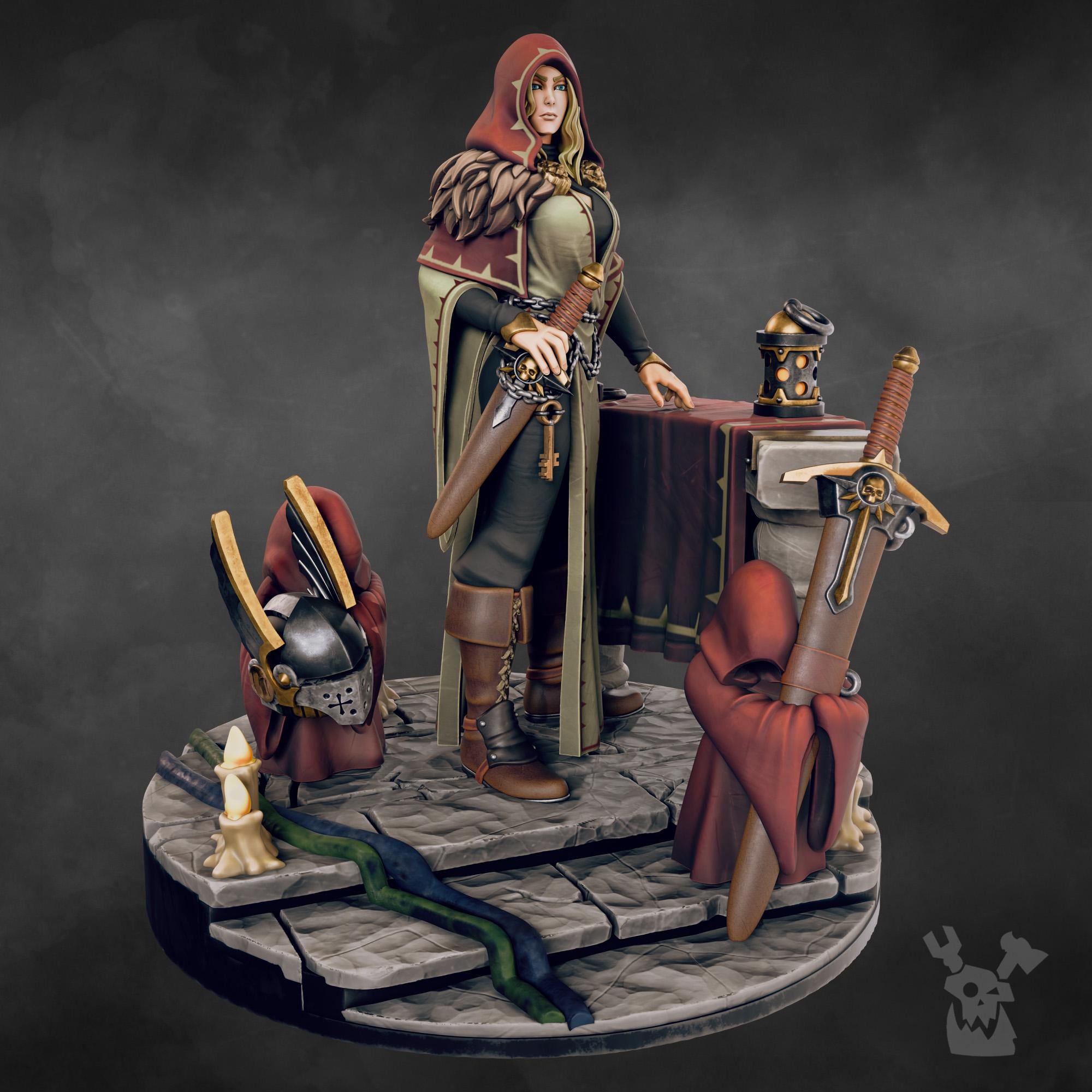 Leona the Forestborn - Female Paladin Knight - Prayer before battle - Beautiful Knight - Lioness Knight - Grimdark Miniatures and proxies by Dakkadakka